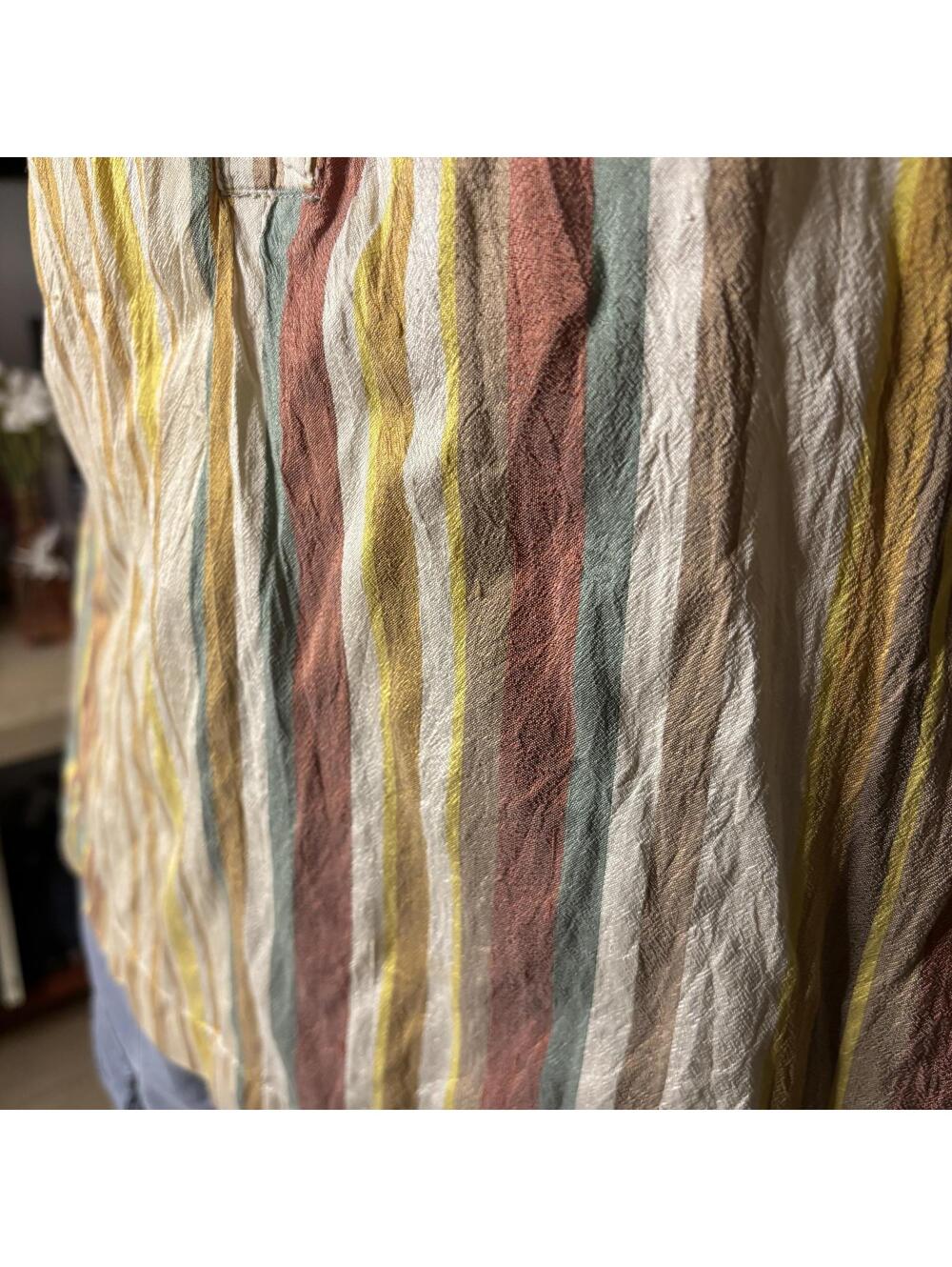 Isabella Bird M Multicolor Striped Silk Blouse - Picture 3 of 6